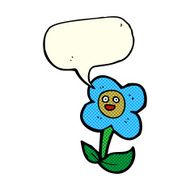 cartoon flower with face speech bubble N14