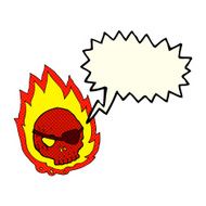cartoon burning skull with speech bubble N6