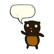 cartoon black bear cub with speech bubble N35