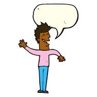 cartoon happy man waving with speech bubble N24