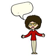 cartoon woman wearing spectacles with speech bubble N21