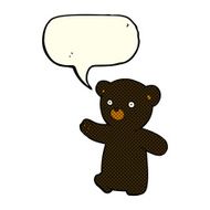 cartoon black bear cub with speech bubble N36