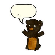cartoon black bear cub with speech bubble N37