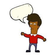 cartoon waving man with speech bubble N22