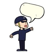 cartoon security guy with speech bubble N6