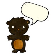 cartoon happy little black bear with speech bubble N8