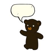 cartoon black bear cub with speech bubble N38