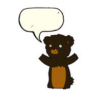 cartoon black bear cub with speech bubble N39