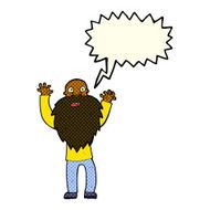 cartoon frightened old man with beard speech bubble N6
