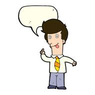 cartoon office man with crazy idea speech bubble N5