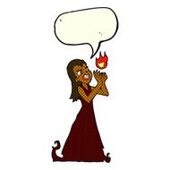 cartoon witch woman casting spell with speech bubble N6