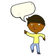 cartoon happy pointing with speech bubble N6
