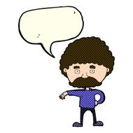 cartoon man with mustache making camp gesture speech bubble N6