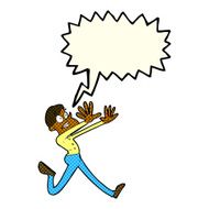 cartoon man running away with speech bubble N5
