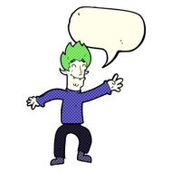 cartoon happy vampire man with speech bubble N17