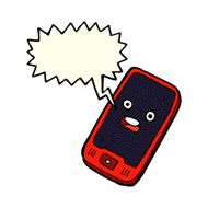 cartoon mobile phone with speech bubble N3