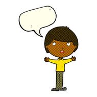 Cartoon happy boy with speech bubble N127