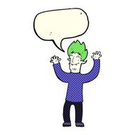 cartoon happy vampire man with speech bubble N18