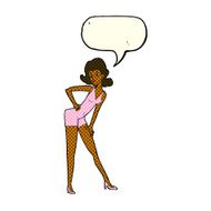 cartoon model woman posing with speech bubble N6
