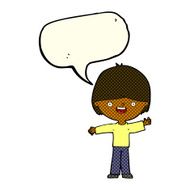 Cartoon happy boy with speech bubble N128