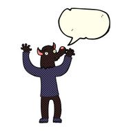 cartoon happy werewolf man with speech bubble N3