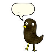 funny cartoon bird with speech bubble N73