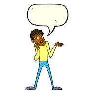 cartoon nervous man with speech bubble N76