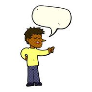 cartoon man pointing with speech bubble N105