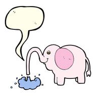 cartoon elephant squirting water with speech bubble N12