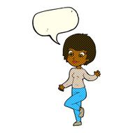cartoon woman waving with speech bubble N189