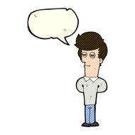 cartoon jaded man with speech bubble N9