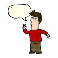 cartoon man signaling with hand speech bubble N3