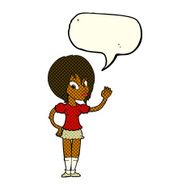 cartoon pretty woman waving with speech bubble N52