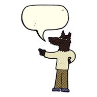 cartoon pointing wolf man with speech bubble N3