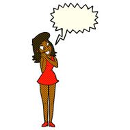 cartoon excited woman with speech bubble N75