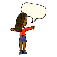 cartoon woman pointing with speech bubble N119