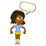 cartoon surprised woman with speech bubble N135