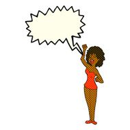 cartoon dancing woman with speech bubble N29