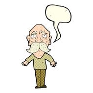 cartoon sad old man with speech bubble N12