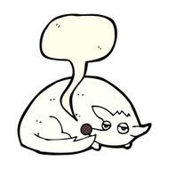 cartoon curled up dog with speech bubble N6
