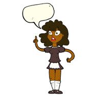 cartoon worried maid with speech bubble N6