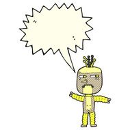 cartoon waving robot with speech bubble N11