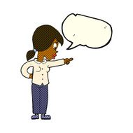 cartoon enthusiastic woman pointing with speech bubble N6