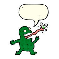 cartoon frog catching fly with speech bubble N5