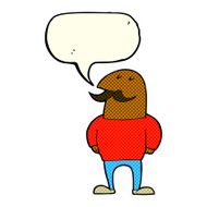 cartoon bald man with mustache speech bubble N9