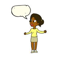 cartoon pretty woman explaining something with speech bubble N6