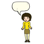 cartoon woman shrugging shoulders with speech bubble N277