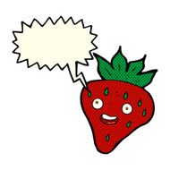 cartoon happy strawberry with speech bubble N3