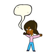 cartoon woman gesturing with speech bubble N17