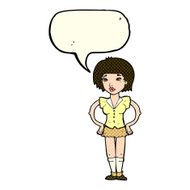 cartoon woman with hands on hips speech bubble N123